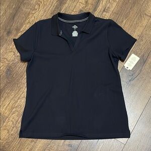 NWT St John’s Bay Black Polo Shirt, Petite L
